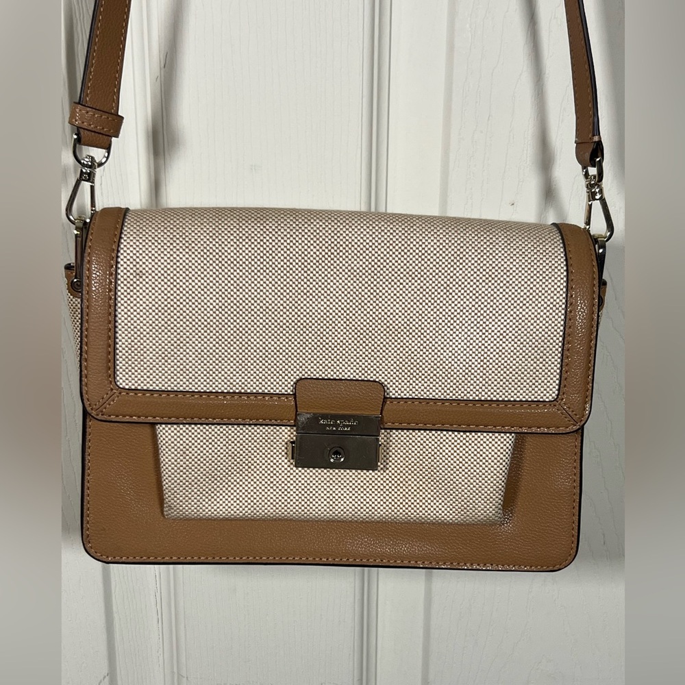 Kate Spade Voyage Canvas Crossbody bag, tan brown, shoulder bag, purse